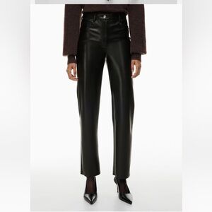 Wilfred Dark Leather Straight Leg Pants